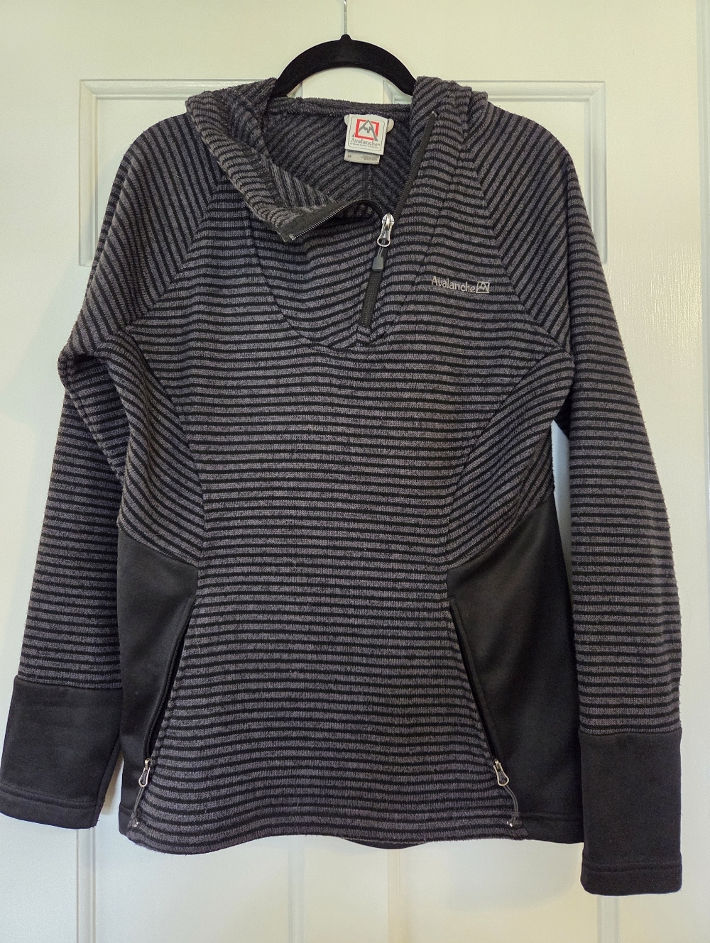 Avalanche Women’s Charcoal and Black Striped Quarter Zip Hoodie